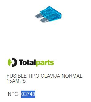 FUSIBLE TIPO CLAVIJA NORMAL 15 AMPS (Azul)