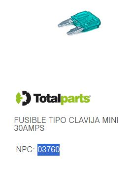 FUSIBLE TIPO CLAVIJA MINI 30 AMPS (Verde)