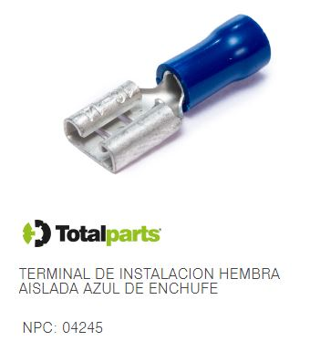 TERMINAL DE INSTALACION HEMBRA AISLADA AZUL DE ENCHUFE