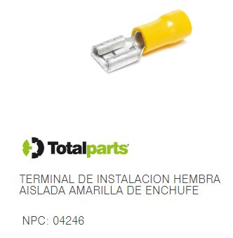 TERMINAL DE INSTALACION HEMBRA AISLADA AMARILLA DE ENCHUFE