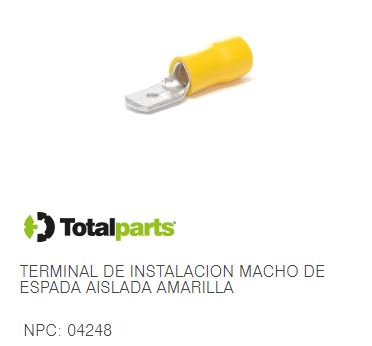 TERMINAL DE INSTALACION MACHO DE ESPADA AISLADA AMARILLA