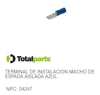 TERMINAL DE INSTALACION MACHO DE ESPADA AISLADA AZUL