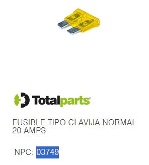[FC20] FUSIBLE TIPO CLAVIJA NORMAL 20 AMPS (Amarillo)