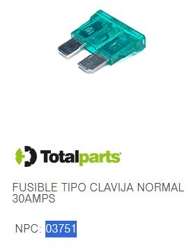 [FC30] FUSIBLE TIPO CLAVIJA NORMAL 30 AMPS (Verde)